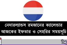 নেদারল্যান্ডস রমজানের ক্যালেন্ডার