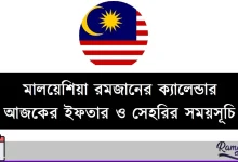 মালয়েশিয়া রমজানের ক্যালেন্ডার