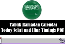 Tabuk Ramadan Calendar