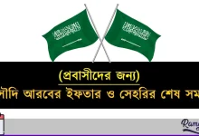 আজকের সৌদি আরবের ইফতার ও সেহরির শেষ সময় ২০২৫