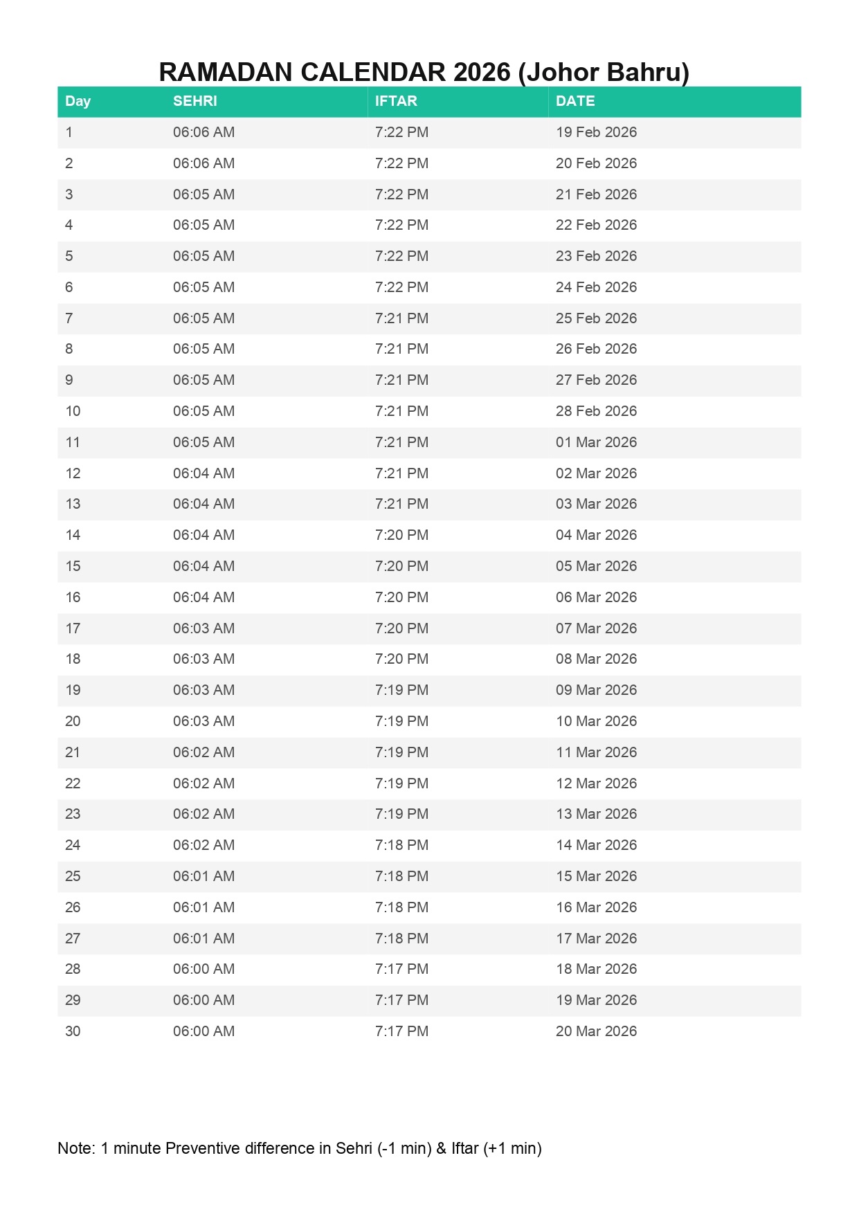 Johor Bahru-ramadan-calendar-2026