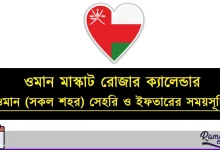 ওমান (সকল শহর) সেহরি ও ইফতারের সময়সূচি