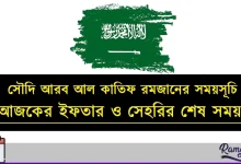 সৌদি আরব আল কাতিফ রমজানের সময়সূচি