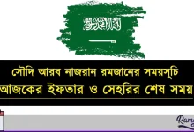 সৌদি আরব নাজরান রমজানের সময়সূচি