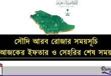সৌদি আরব রোজার সময়সূচি ২০২৬