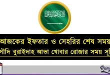 সৌদি বুরাইদাহ আভা খোবার রোজার সময় সূচি